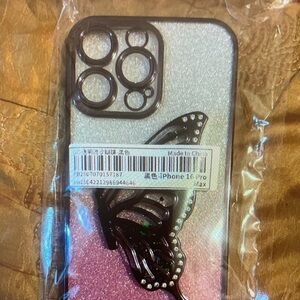 Case-Mate Glitter Butterfly iPhone 16 Pro Max Case - Black and Silver